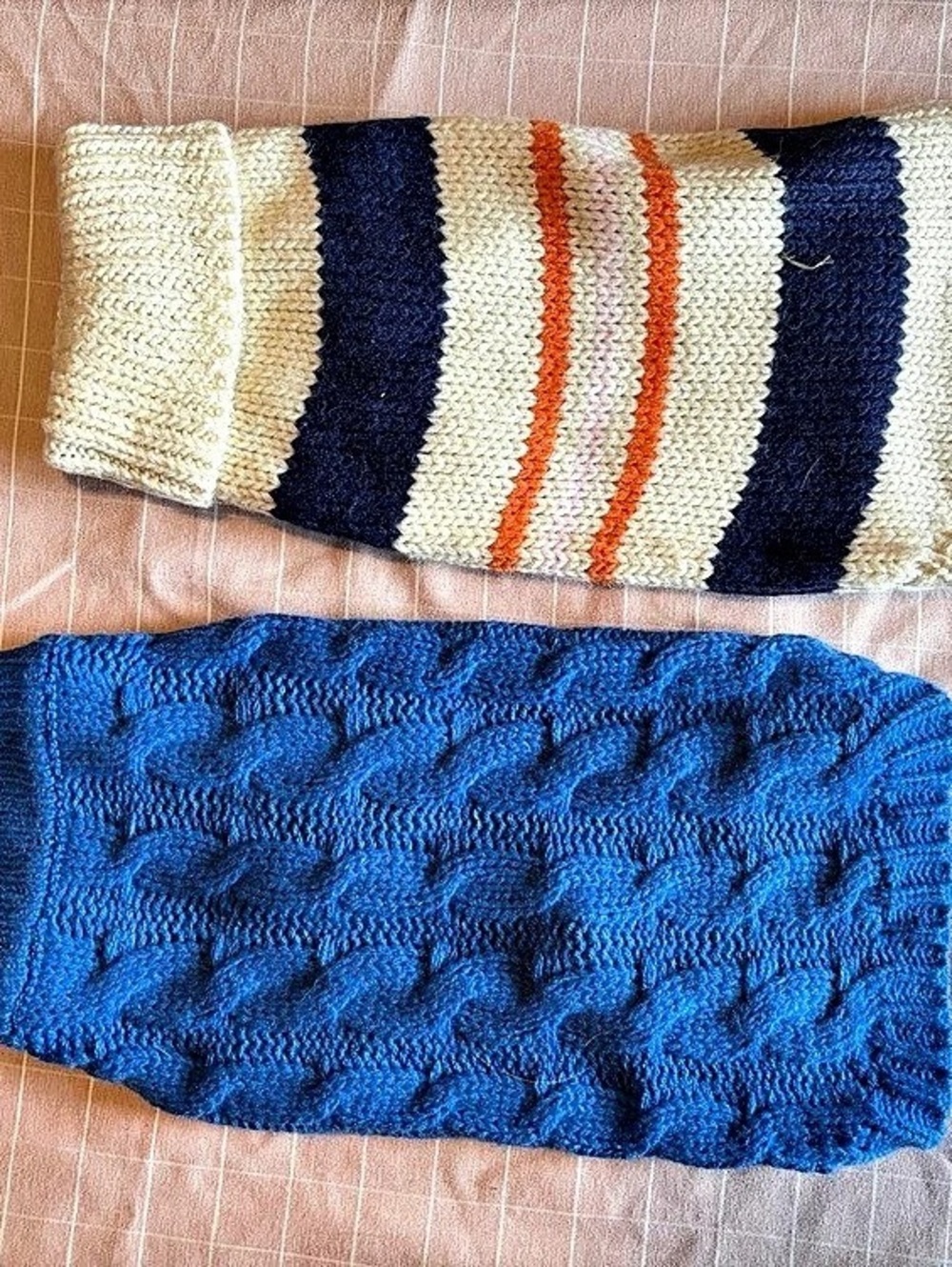 Size small Top Paw SWEATER CREAM STRIPES Dog Sweater Set Blue & Cream